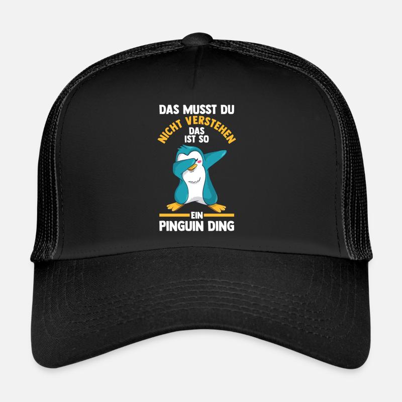 Tiermotiv Pinguin - Trucker Cap - Schwarz/Schwarz