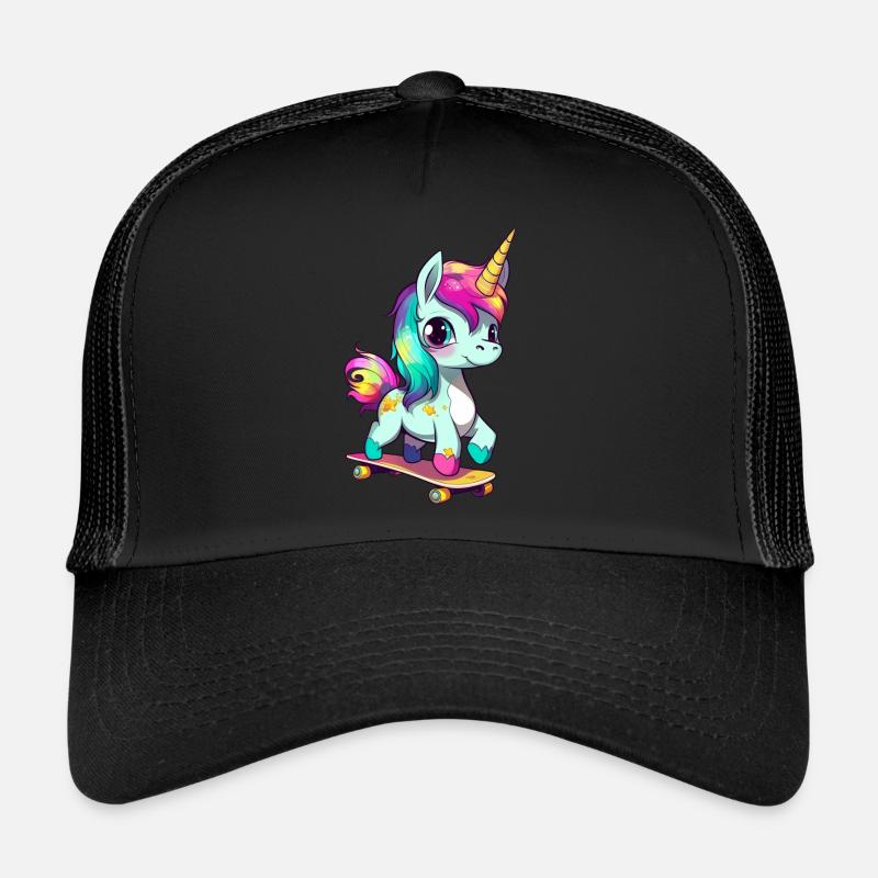 Einhorn auf einem Skateboard Trucker Cap