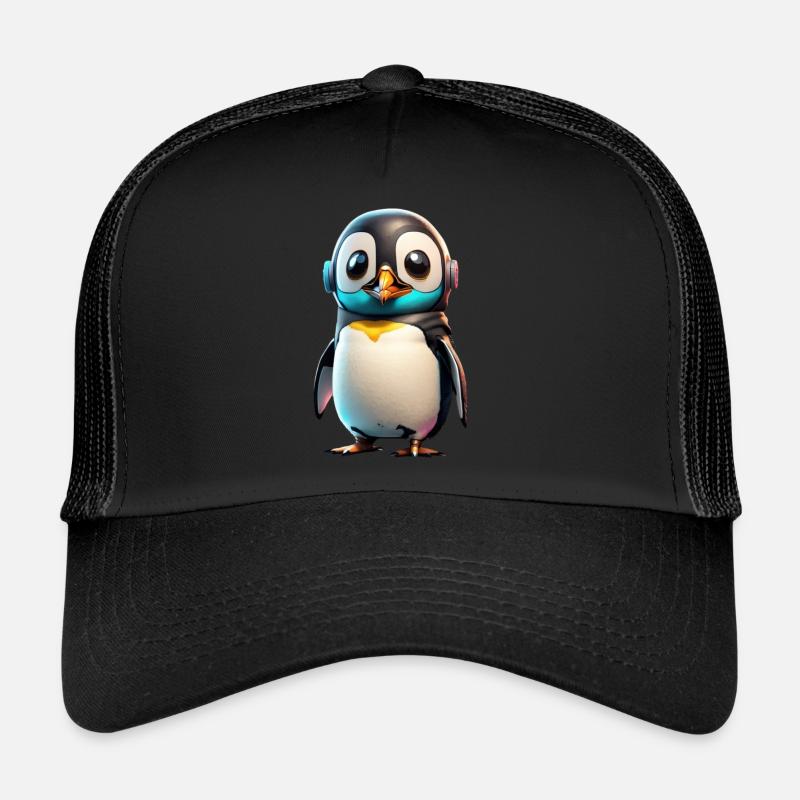 Robot Pingouin - Casquette trucker  - noir/noir