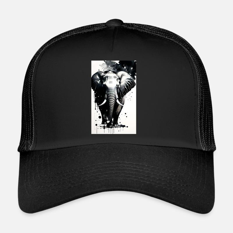 Elefantenmacht: Erhebe deinen Stil mit Größe - Trucker Cap - Schwarz/Schwarz