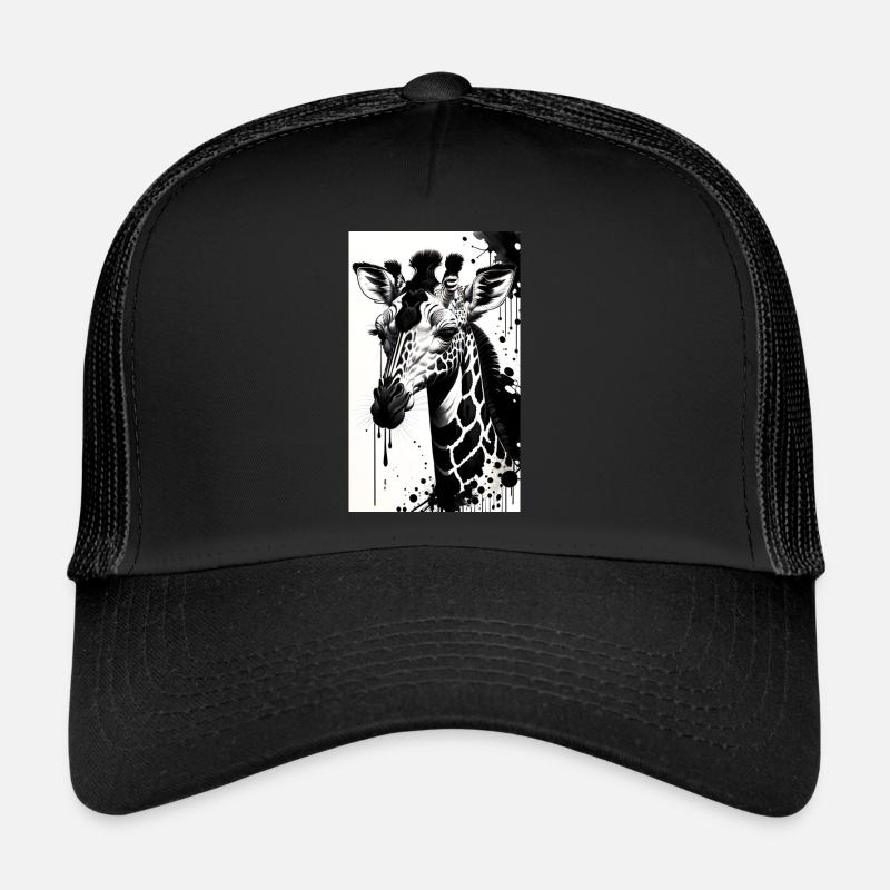 Giraffe: Sanfte Riesen - Trucker Cap - Schwarz/Schwarz