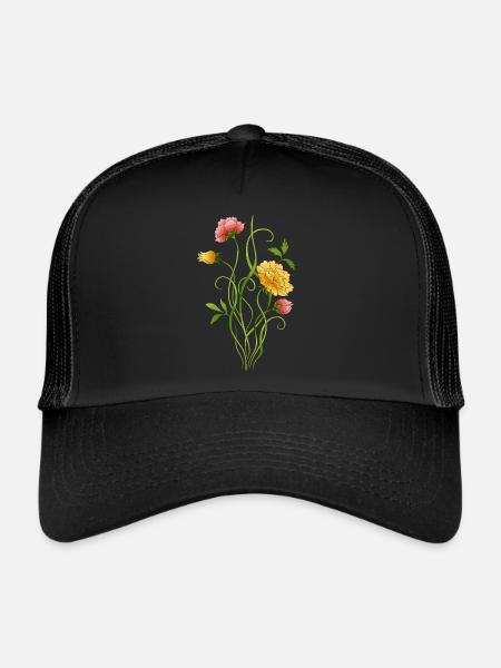 Blumen - Trucker Cap - Schwarz/Schwarz