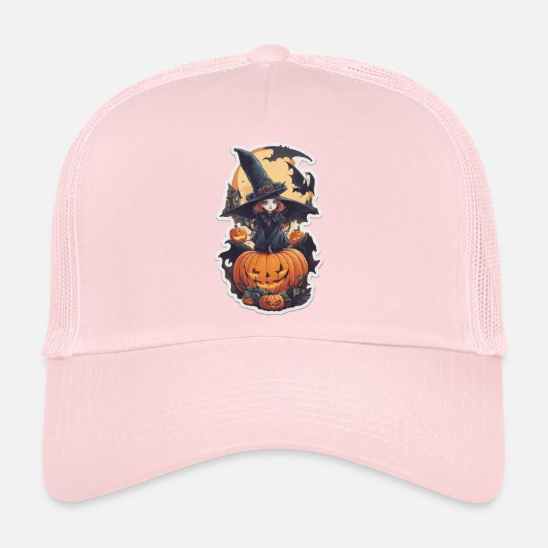 Helloween Pumpkin Witch Trucker Cap