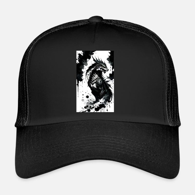Majestätischer Drachen - Trucker Cap - Schwarz/Schwarz