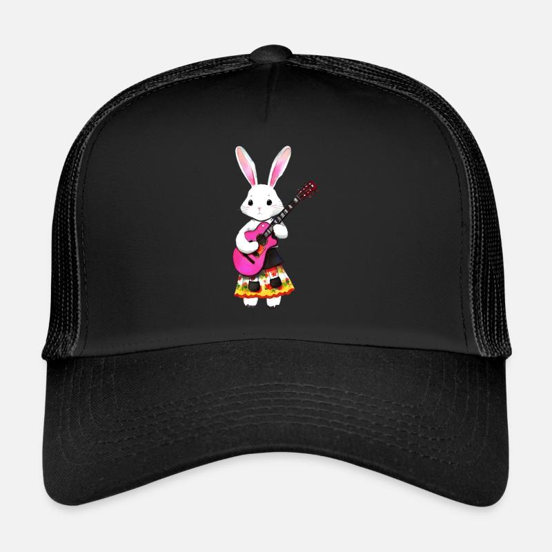 Niedlicher romantischer Hase mit Gitarre Trucker Cap