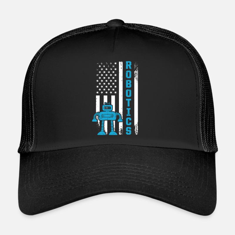 Robotics American Flag USA Droid Builder 4th Of Ju Trucker Cap