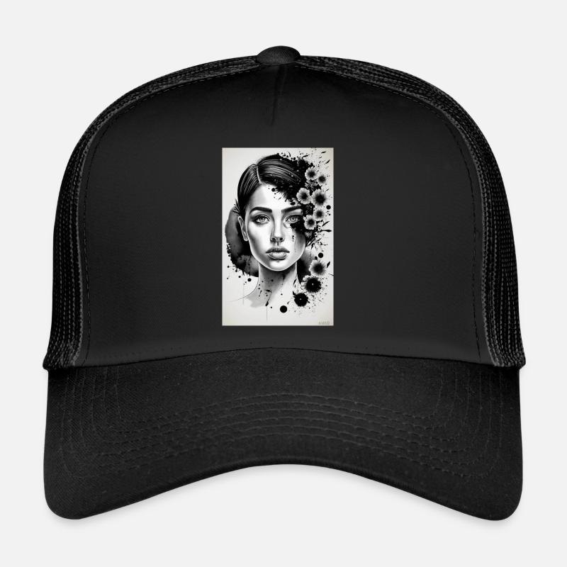 femme noire et blanche Casquette trucker 