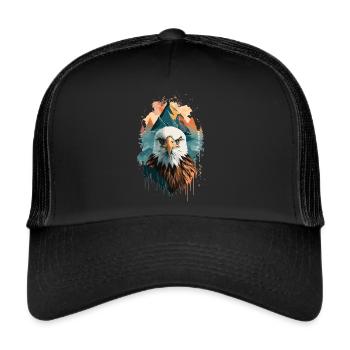 The Freedom of the Sky: Eagles and Mountain Landscape - Trucker Cap - black/black - Front