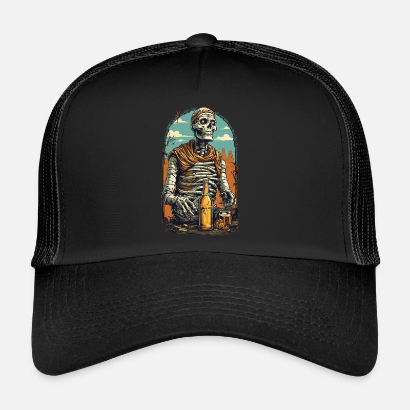 Mumie Skelett Bier Halloween Retro Design Trucker Cap