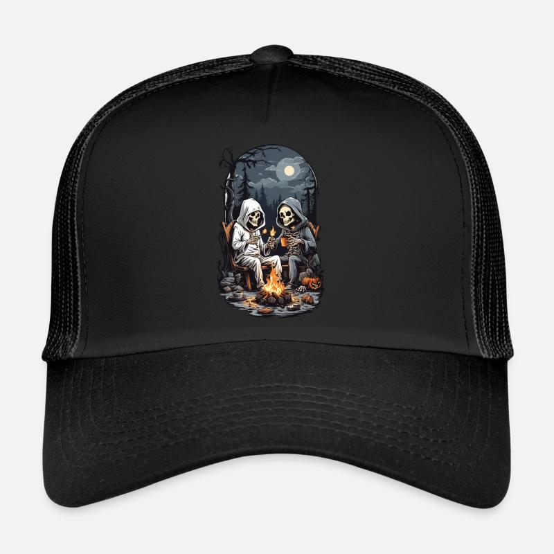 Conception de feu de camp squelette de camping Halloween Casquette trucker 