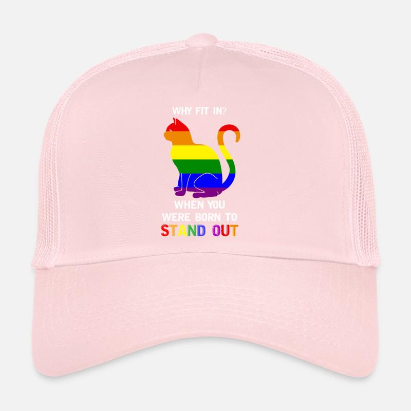 Drapeau arc-en-ciel LGBT Pride né pour se démarquer chat Casquette trucker 