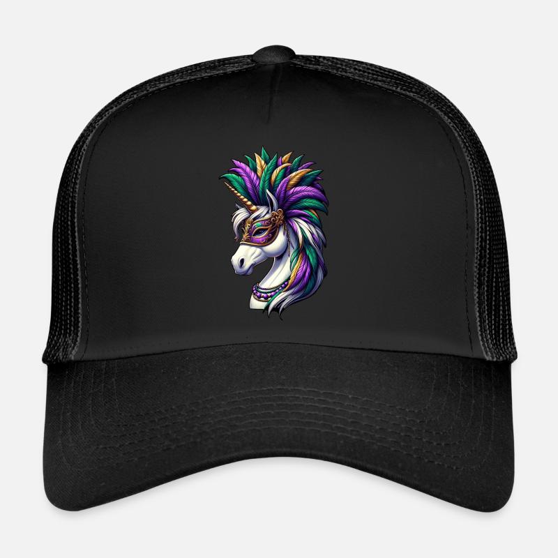 Mardi Gras Elegantes Einhorn Federschmuck Trucker Cap