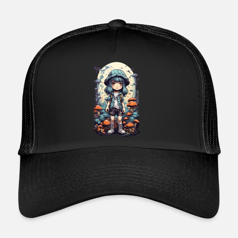 Aventure psychédélique Anime Forêt Champignon Design Casquette trucker 