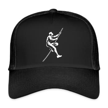 Rope climbing on the obstacle course - Trucker Cap - black/black - Front