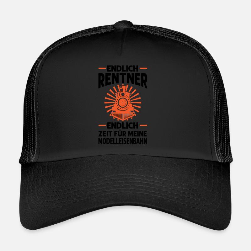 Modelleisenbahn Rentner Eisenbahner Geschenk - Trucker Cap - Schwarz/Schwarz