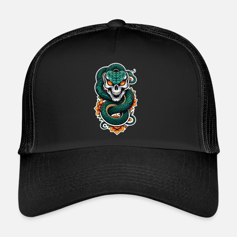 serpent squelette et tatouage Casquette trucker 