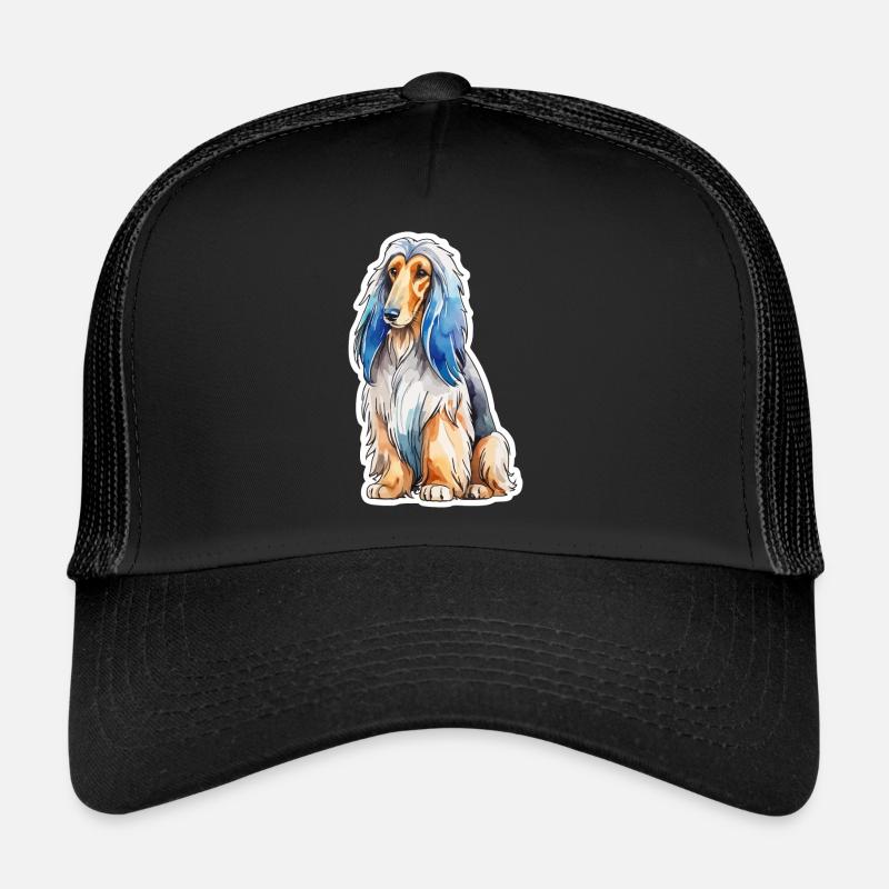 Afghanischer Windhund Wasserfarben - Trucker Cap - Schwarz/Schwarz