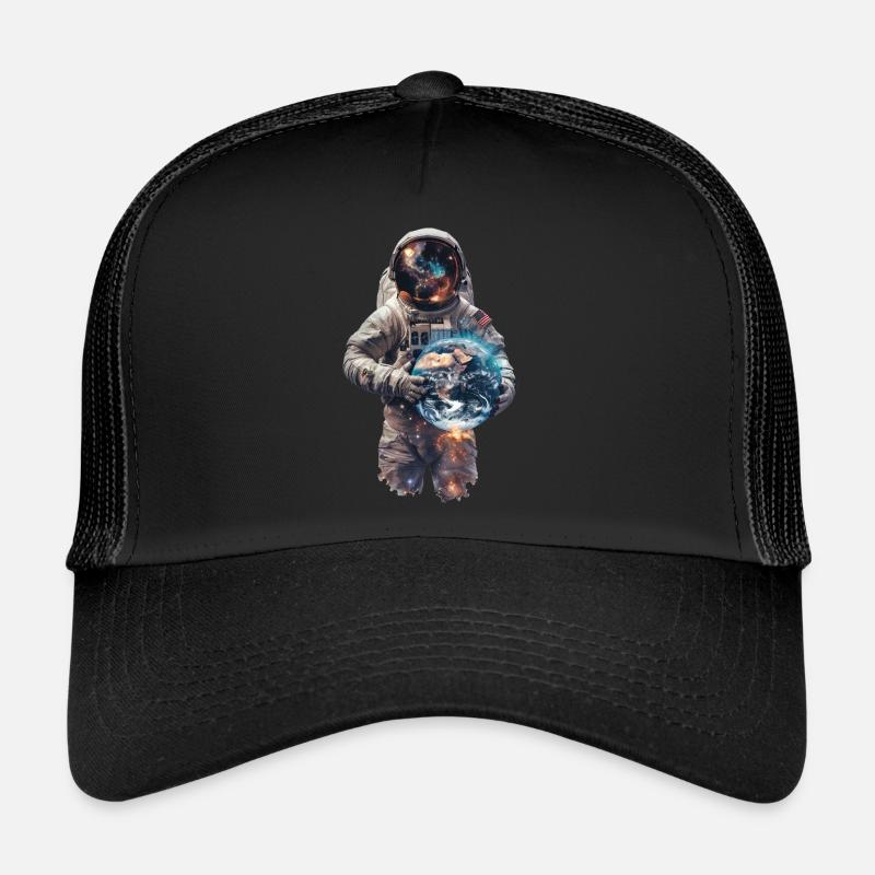 Astronaut with Earth Trucker Cap