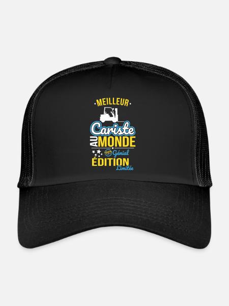 Meilleur Cariste au monde - 100% génial - Casquette trucker  - noir/noir - Devant