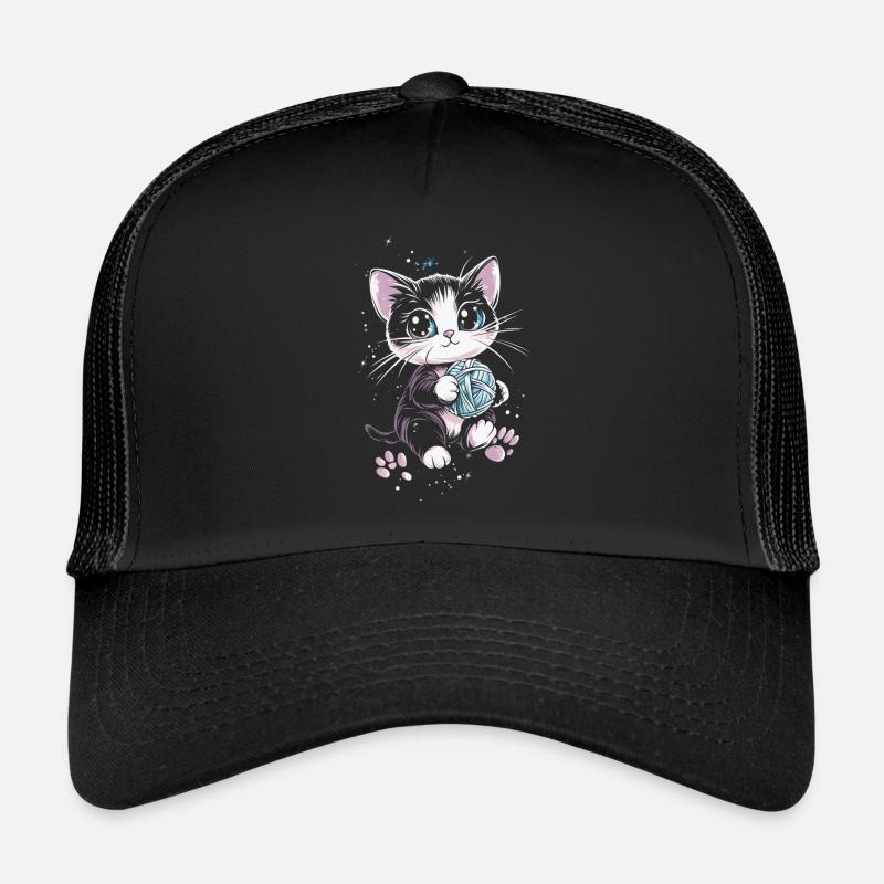 Cute cat with ball of wool Trucker Cap