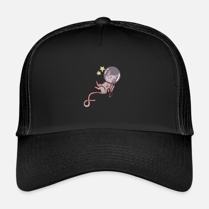 chat de l'espace - Casquette trucker  - noir/noir