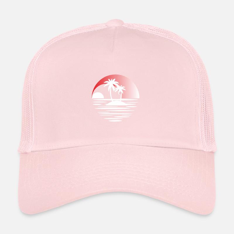 Island with palm trees white red Trucker Cap