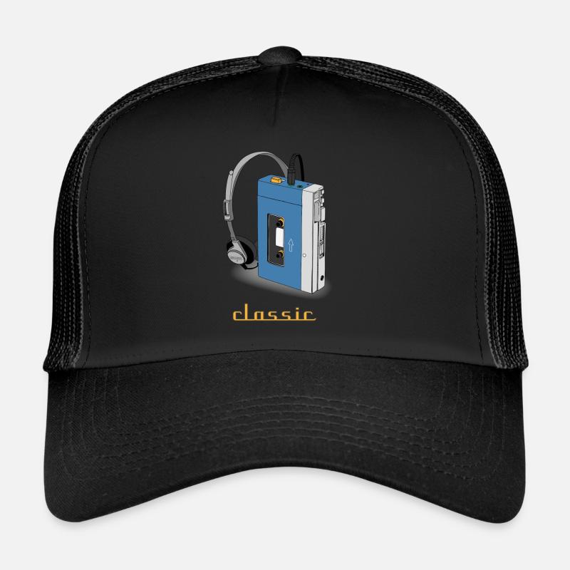 CLASSIC-WALKMAN im Retrodesign, blau - Trucker Cap - Schwarz/Schwarz