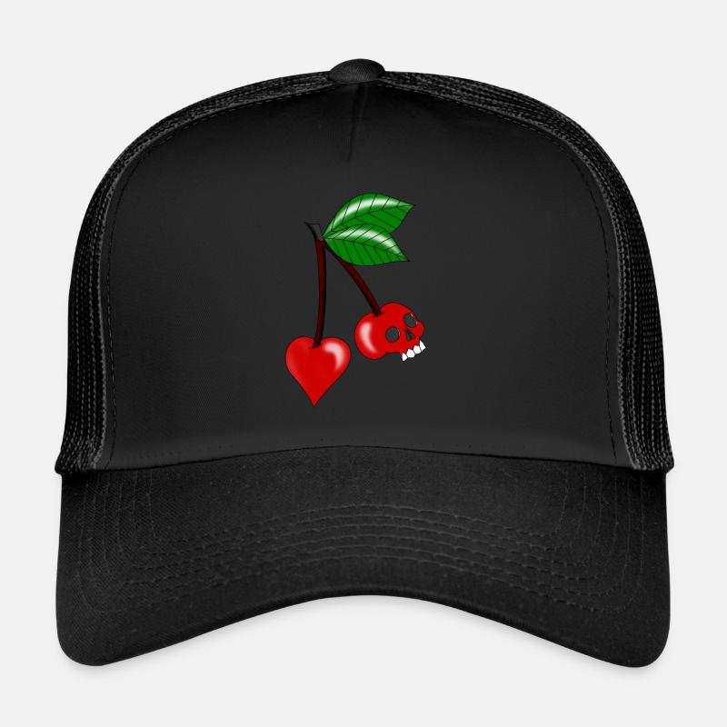 cherry heart skull - Trucker Cap - black/black