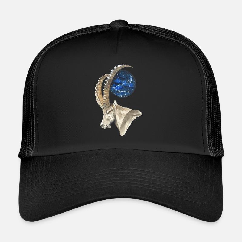 Steinbock mit dem Sternbild Steinbock - Trucker Cap - Schwarz/Schwarz