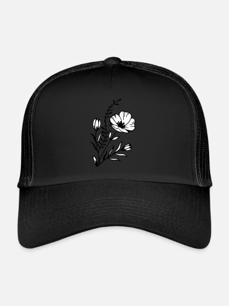 Flower power - Trucker Cap - black/black - Front
