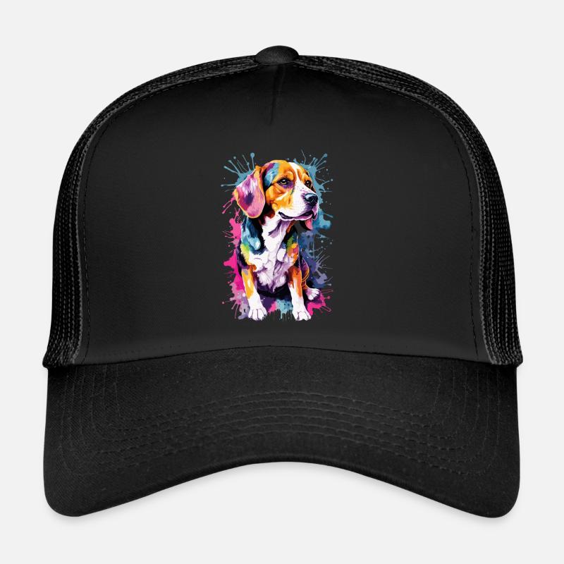 Beagle Hunderasse Hund Aquarelle Neon Farbe Cool Trucker Cap
