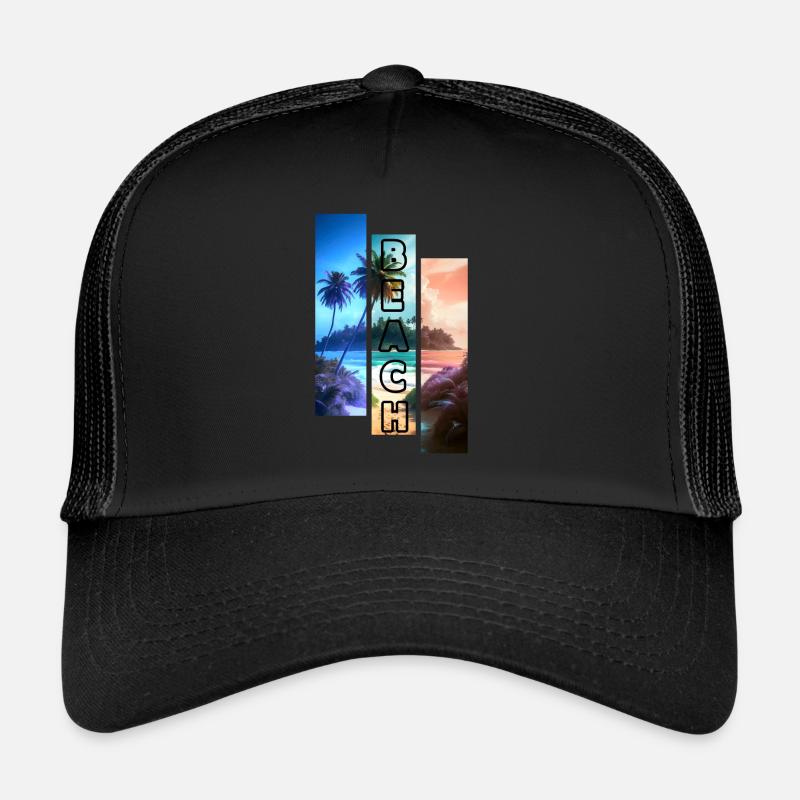Motif de plage 3 couleurs avec lettrage de plage Casquette trucker 