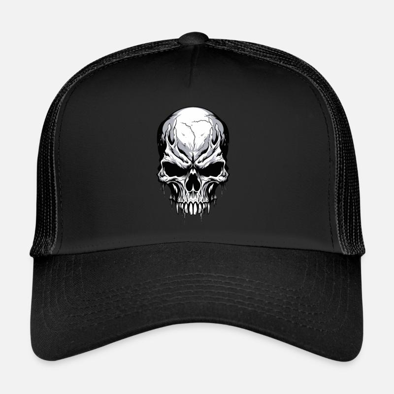 Crâne Noir Blanc Crâne Squelette Gothique Casquette trucker 