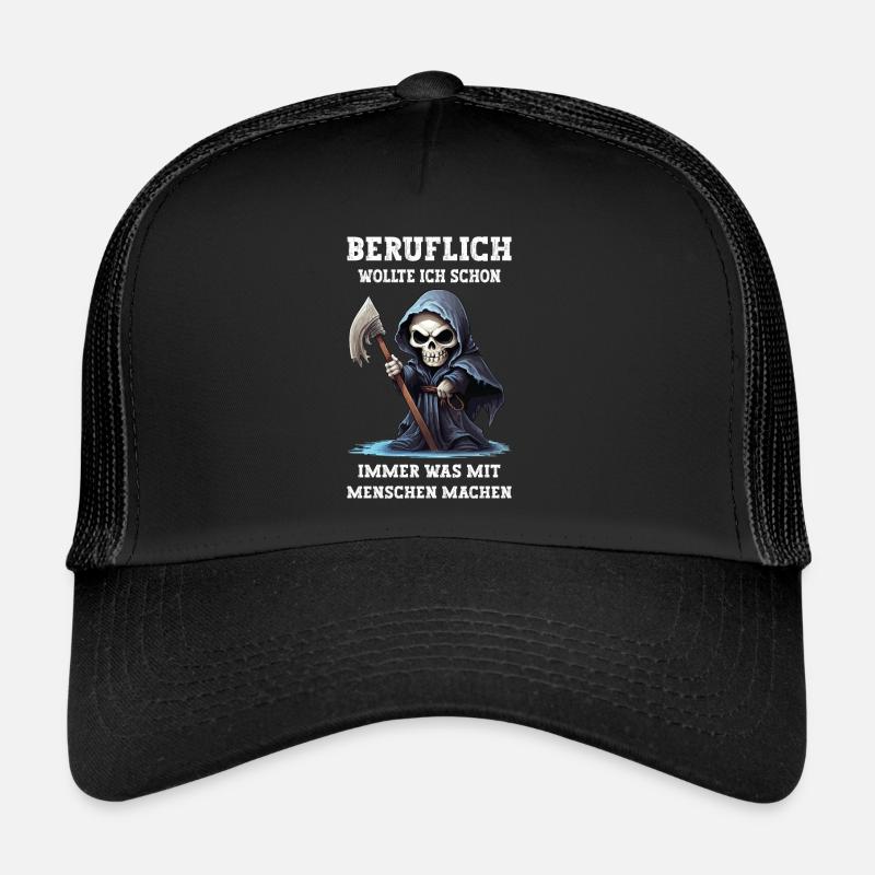 Sensemann Beruflich Was Mit Menschen Machen Lustig - Trucker Cap - Schwarz/Schwarz