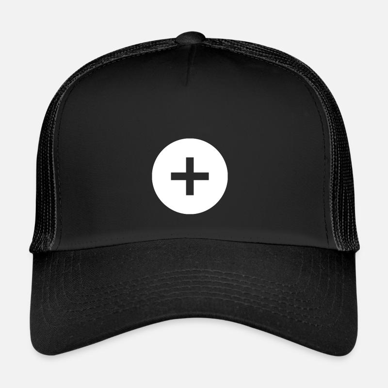 Plus | Symbol | White | gift idea - Trucker Cap - black/black