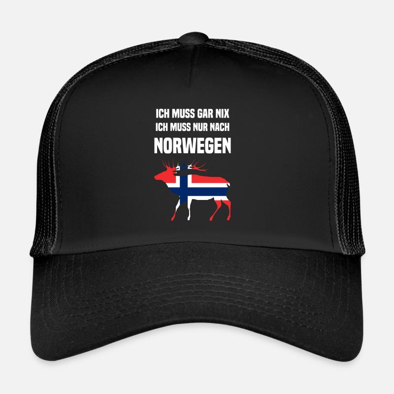 Ich muss gar nix ich muss nur nach Norwegen - Trucker Cap - Schwarz/Schwarz