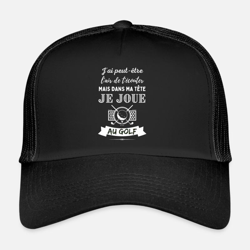 Idée cadeau pour golfeur ou golfeuse / Fan de golf - Casquette trucker - noir/noir