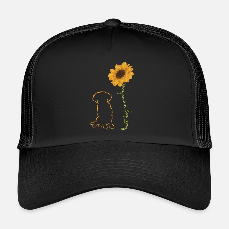 Hund & Sonnenblume Best Dog Mom Ever Hunde Mutter - Trucker Cap - Schwarz/Schwarz