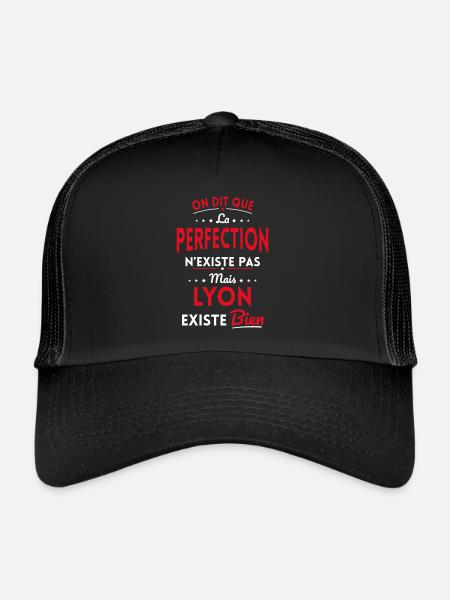 Perfection n'existe pas Lyon existe bien - Casquette trucker  - noir/noir - Devant