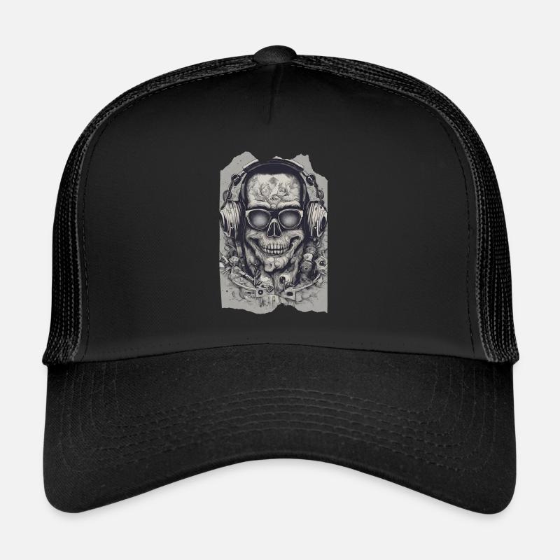 SkullGroove Beats Undead Kopfhörer Metall - Trucker Cap - Schwarz/Schwarz