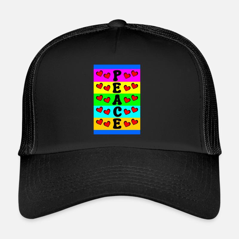 Peace And Love - Trucker Cap - black/black