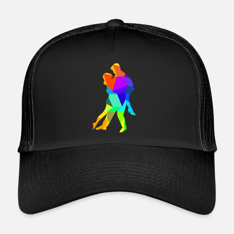 Tango Tanzen Tanzpaar Regenbogen Farben Polygon Trucker Cap