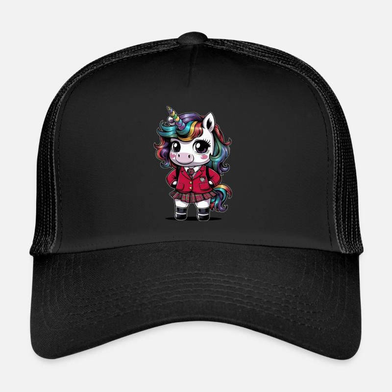 Kawaii unicorn wearing school uniform Trucker Cap