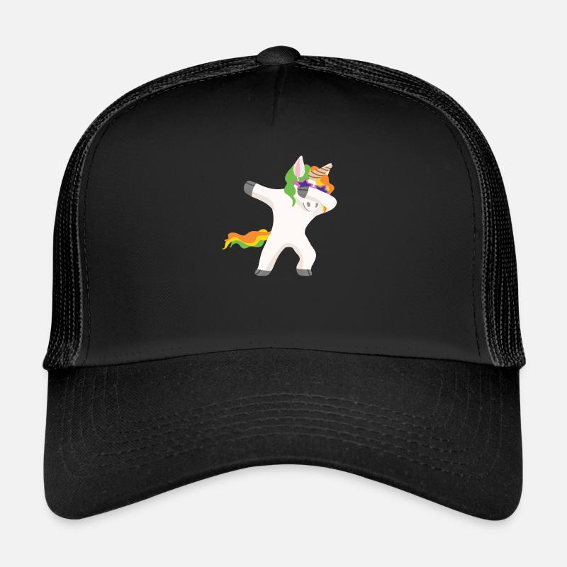 Dabbing Unicorn Dab dabbendes unicorn - Casquette trucker  - noir/noir
