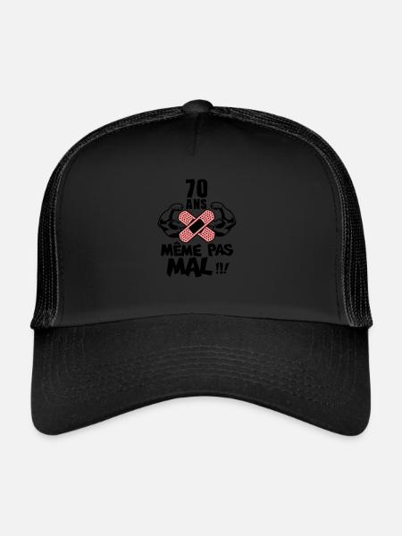 70 ans meme pas mal anniversaire muscle - Casquette trucker  - noir/noir - Devant