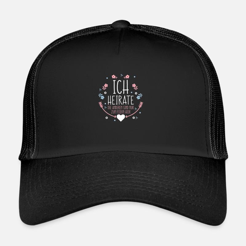 heiraten Hochzeit Ehe glücklich Braut - Trucker Cap - Schwarz/Schwarz