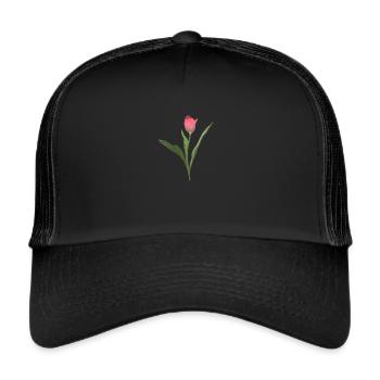 tulipe tulipe fleurs roses fleur tulipe bel amour - Casquette trucker  - noir/noir - Devant