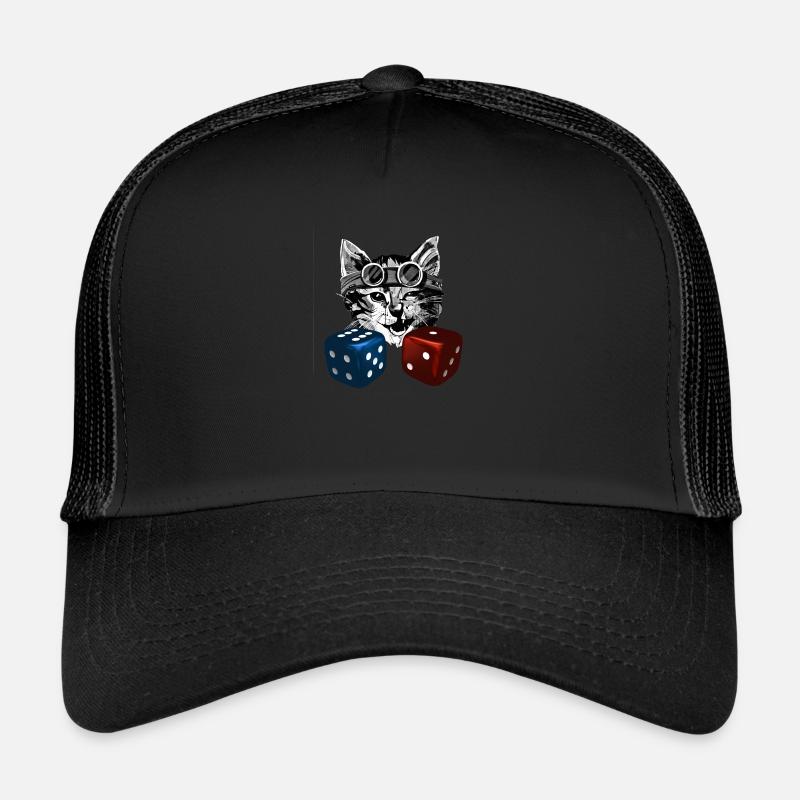 Chat avec des cubes bleu et rouge chat avec des cubes - Casquette trucker  - noir/noir