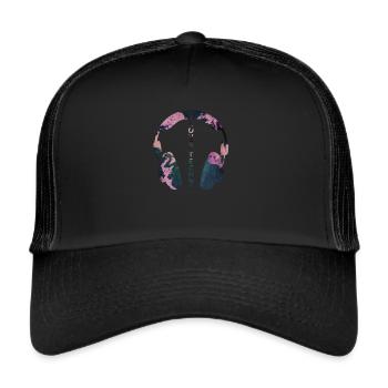 J'aime la techno - J'aime la techno - Casquette trucker  - noir/noir - Devant