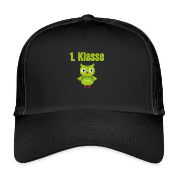 erste Klasse eule - Trucker Cap - Schwarz/Schwarz - Vorne